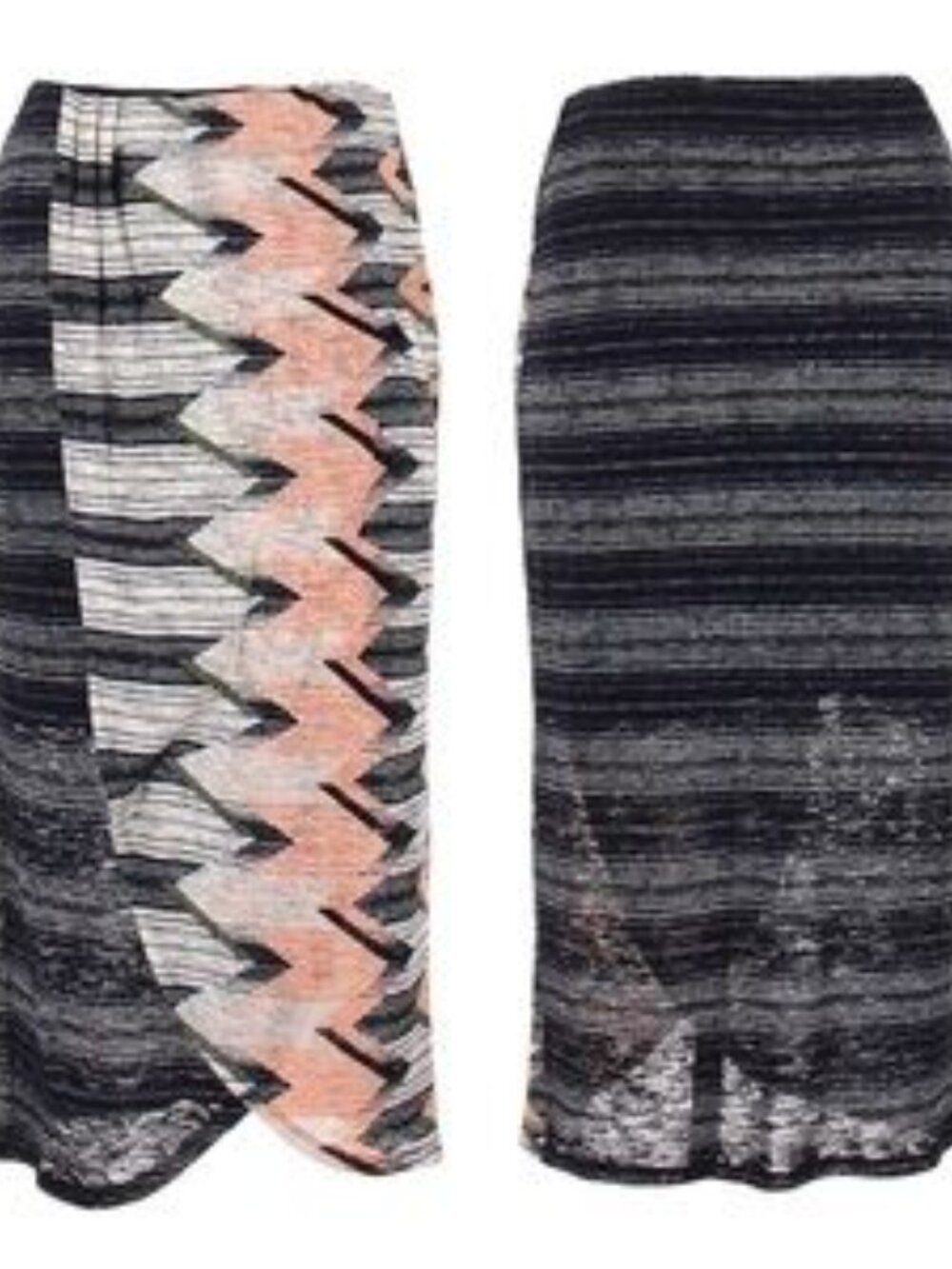 Anthropologie Chevron Midi Skirt in Black, Pink, Cream - Picture 3 of 10